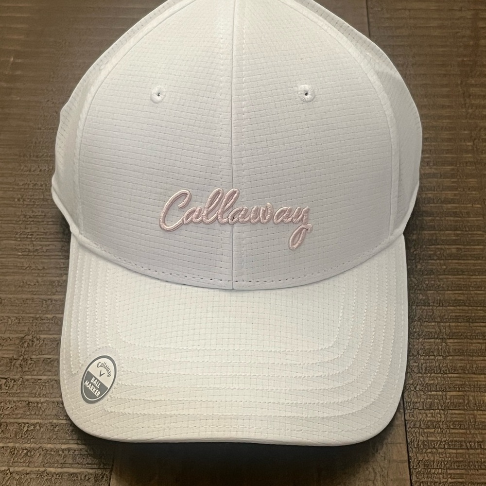 Callaway White and Pink Hat with Curved Brim
